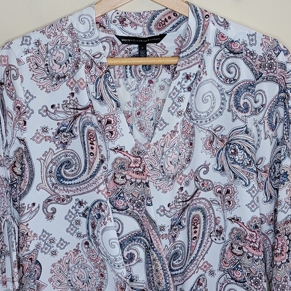 WHBM | Color Paisley Split Sleeve Surplice Blouse Size 6 - Picture 2 of 6